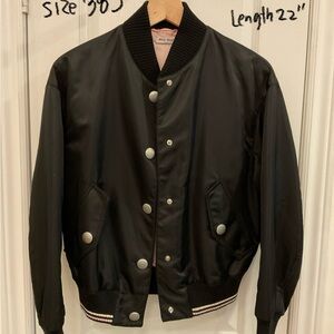 Miu Miu Woman Black Varsity Bomber Jacket